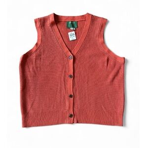 Orvis Papaya/ Orange Ribbed Button-Up Vest